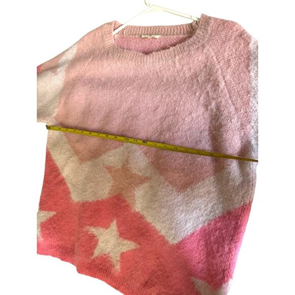 Easel Los Angeles Fuzzy Pink Star Sweater Women’s Size M Cozy Knit Pullover - Picture 4 of 9